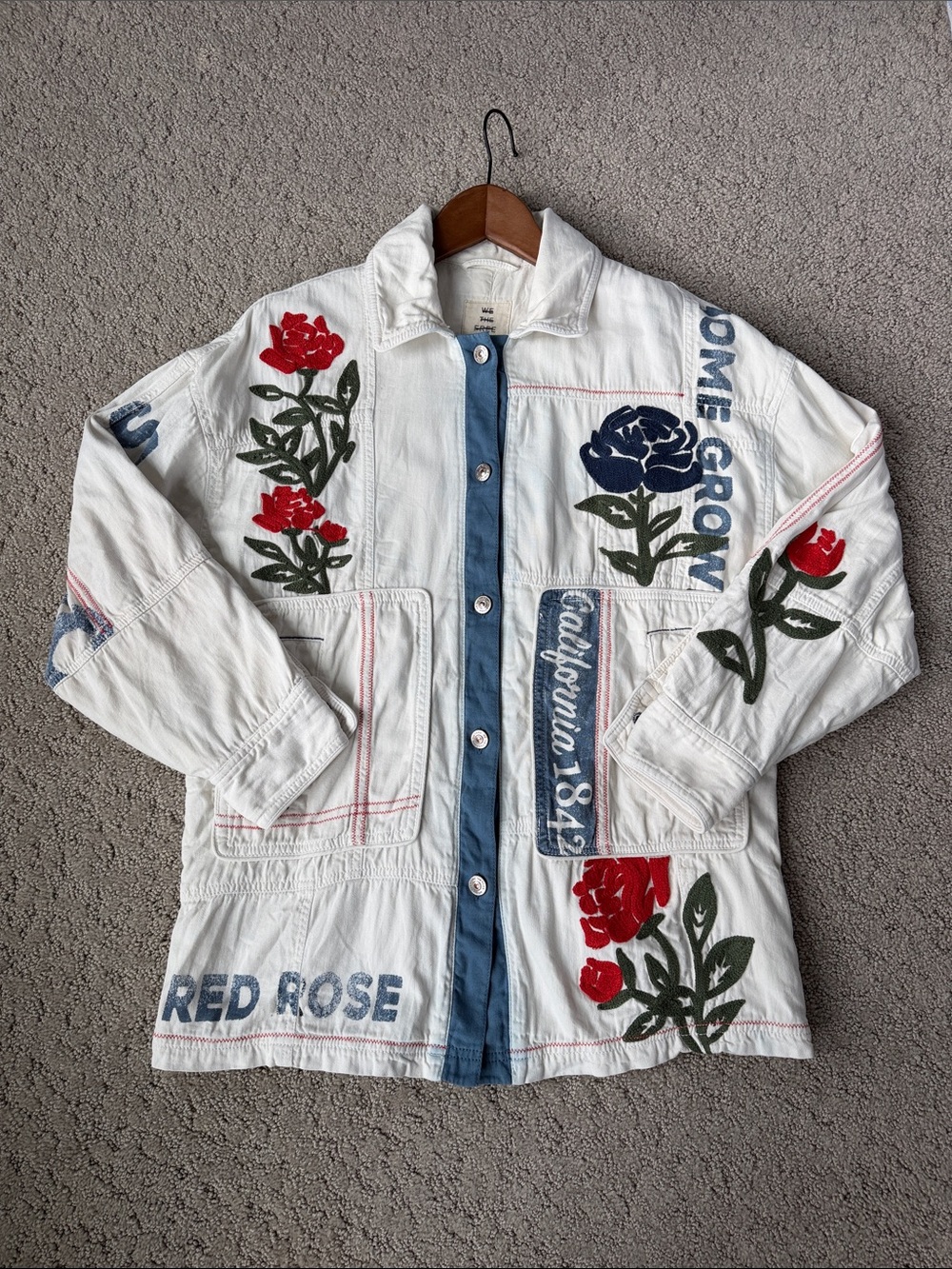 Free People We The Free Field of Roses Jacket Graphic Embroidered Coat Size XS - Picture 4 of 14